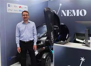 Alessandro Ambühl (CSEM) at the NEMO stand, Battery Show 2025